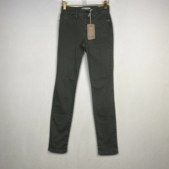 NWT Madewell Women's Size 23 Green 9'' High Rise Skinny Button Closure Jeans - Picture 1 of 15